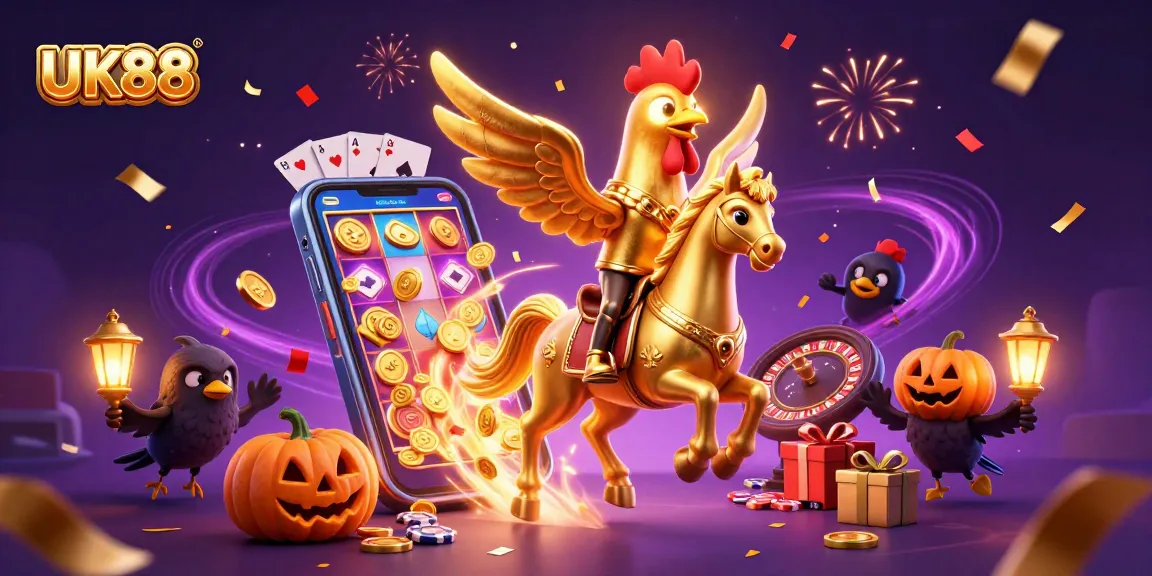 Experience the thrill of UK88 in an exciting casino adventure with golden characters and dynamic game elements.