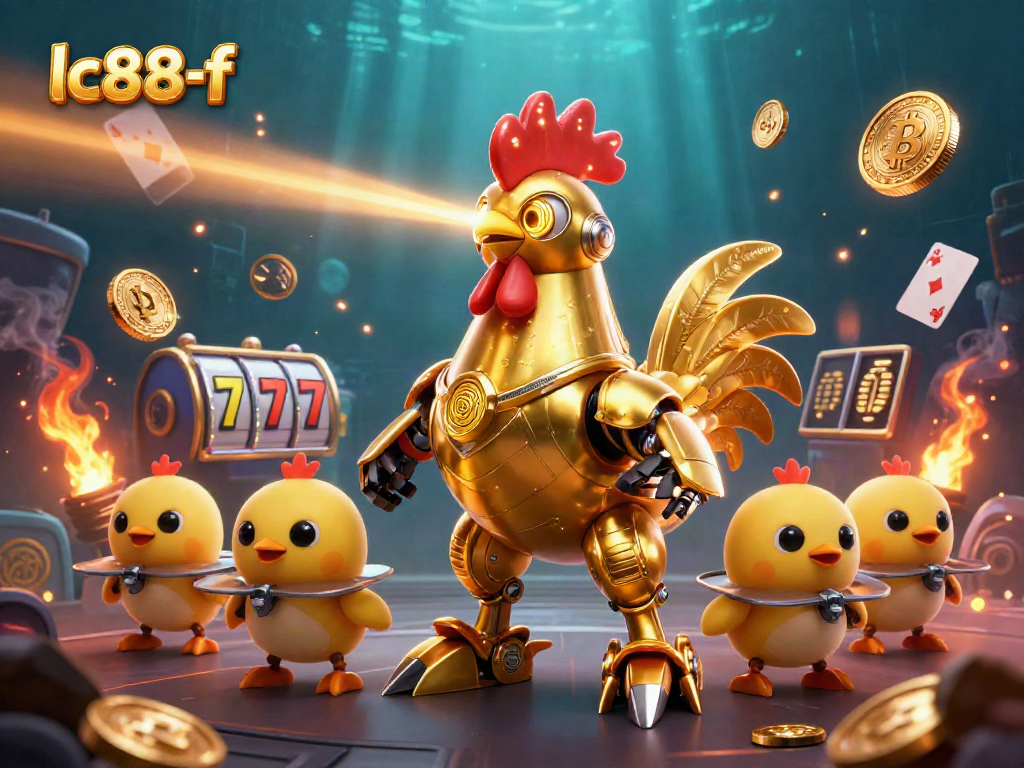 Engage with lc88-f by exploring vibrant gaming elements through an exciting golden rooster and chick drones.