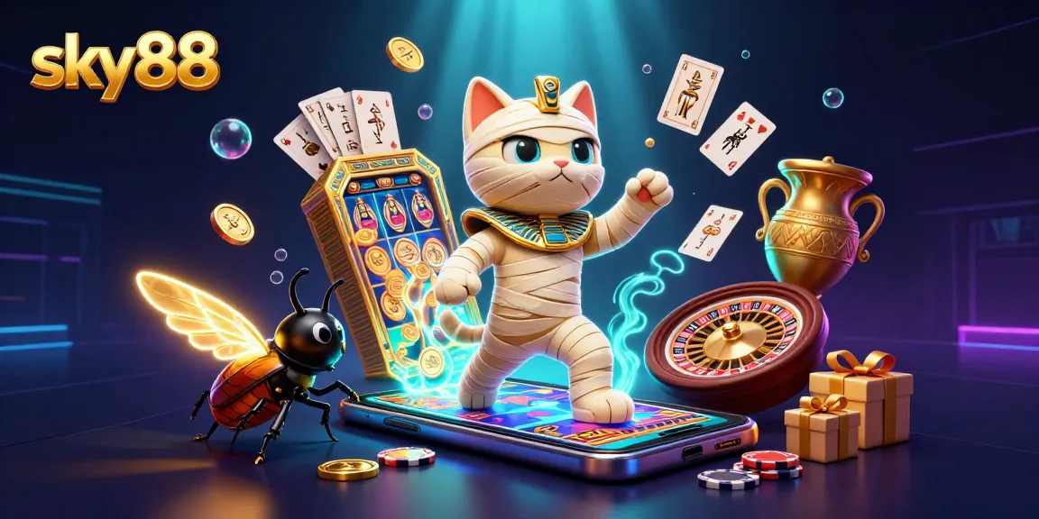sky88 attracts players with the Egyptian mummy cat and thrilling slot game elements
