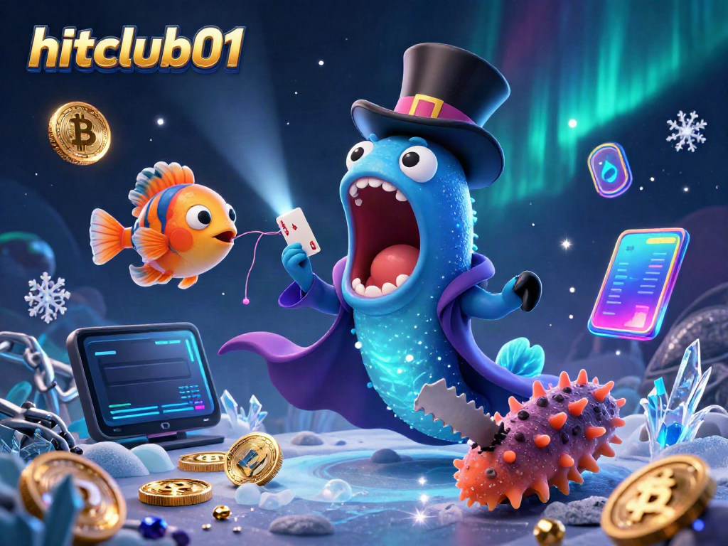 hitclub01 offers an exciting interactive gaming experience with vibrant characters and cryptocurrency elements.