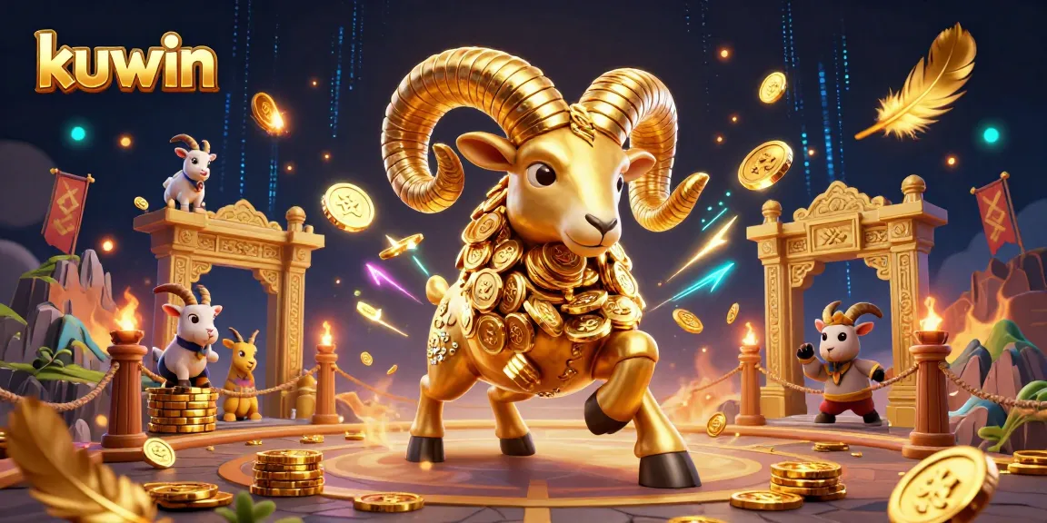 Kuwin's immersive golden ram charges through a casino-themed landscape, emphasizing winning strategies.