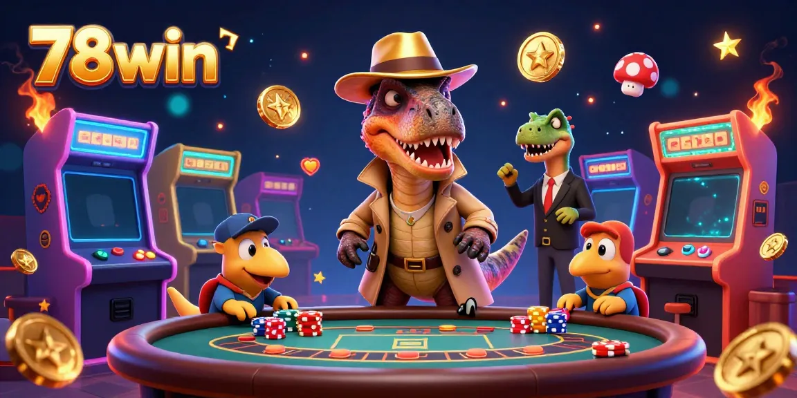 78win velociraptor card counter nervously at blackjack table, surrounded by gaming elements