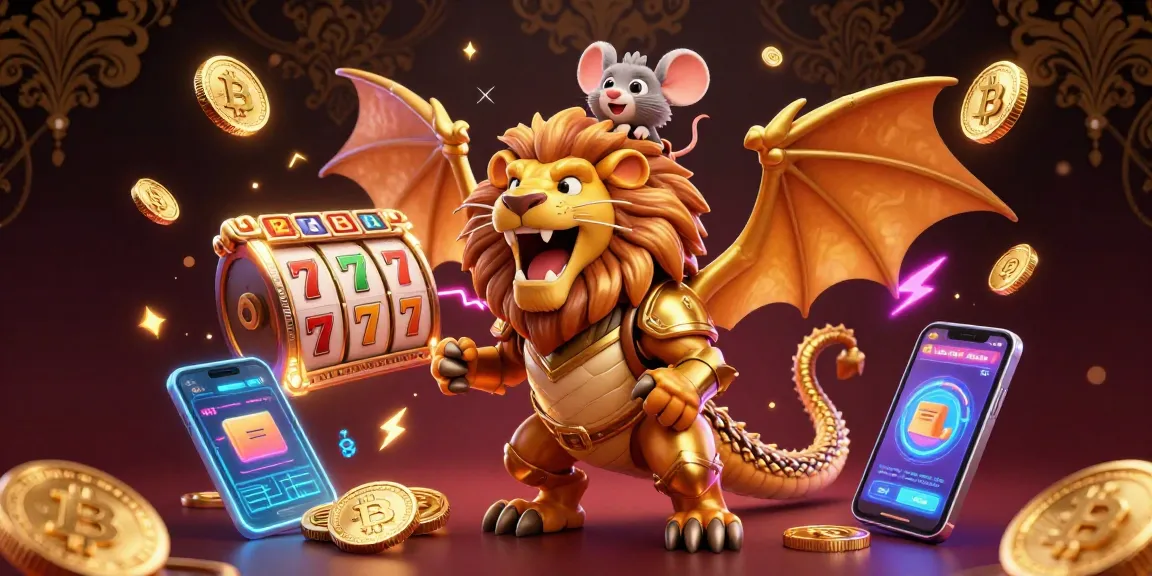 Engage with UK88's dynamic gaming experience through a vibrant 3D casino illustration showcasing a roaring chimera and gaming elements.