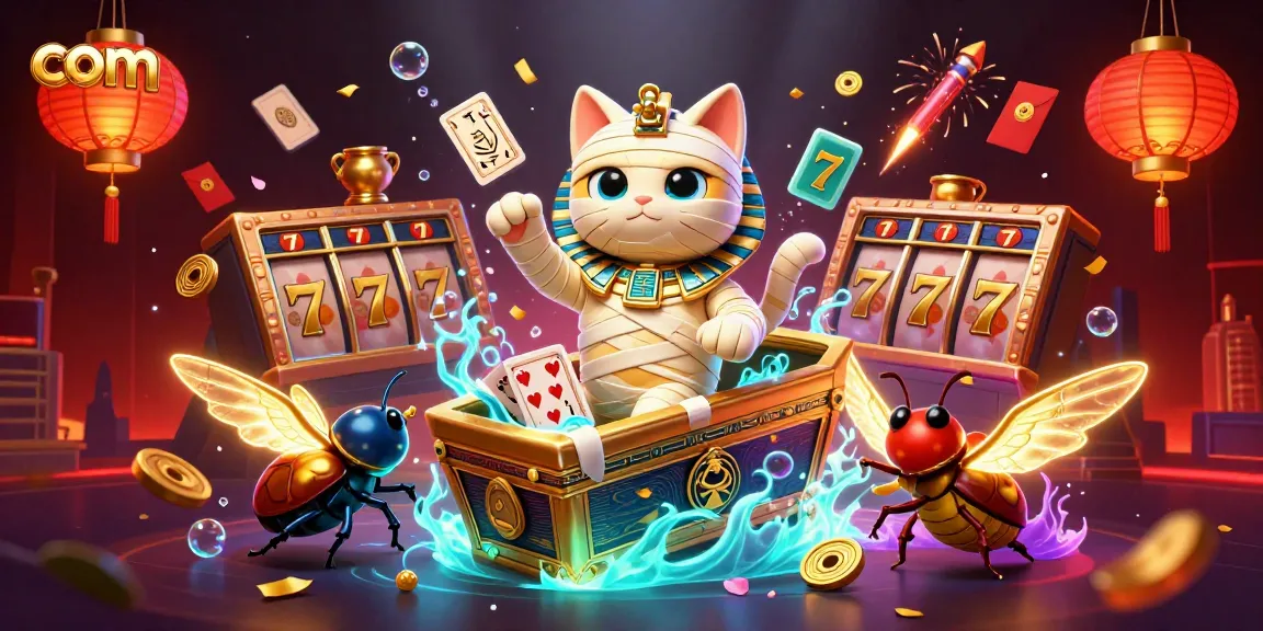 Spin the reels with com's Egyptian mummy cat in a vibrant casino adventure, rich in detail.