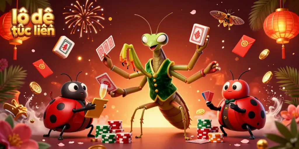 Play lô đề trực tuyến with thrilling excitement in a vibrant 3D casino scene featuring unique characters.