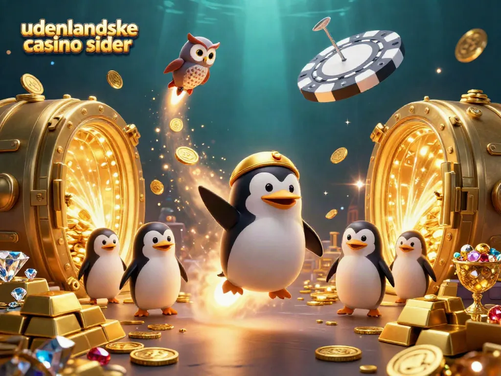Experience the thrill of udenlandske casino sider with a vibrant illustration featuring dynamic gaming elements and rich treasures.