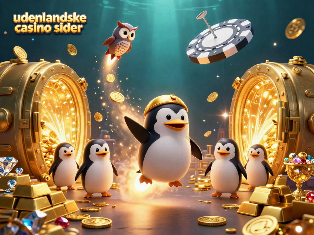 Experience the thrill of udenlandske casino sider with a vibrant illustration featuring dynamic gaming elements and rich treasures.