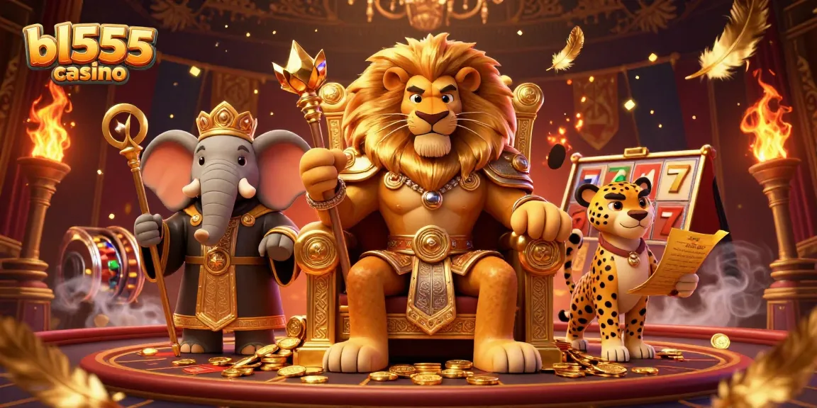 Experience the excitement of bl555 casino with a vibrant 3D illustration featuring king, advisor, and messenger.