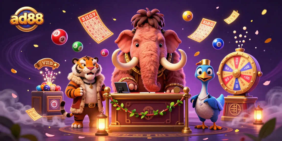 Experience excitement at ad88 with a vibrant casino scene featuring unique characters and dynamic gaming elements.