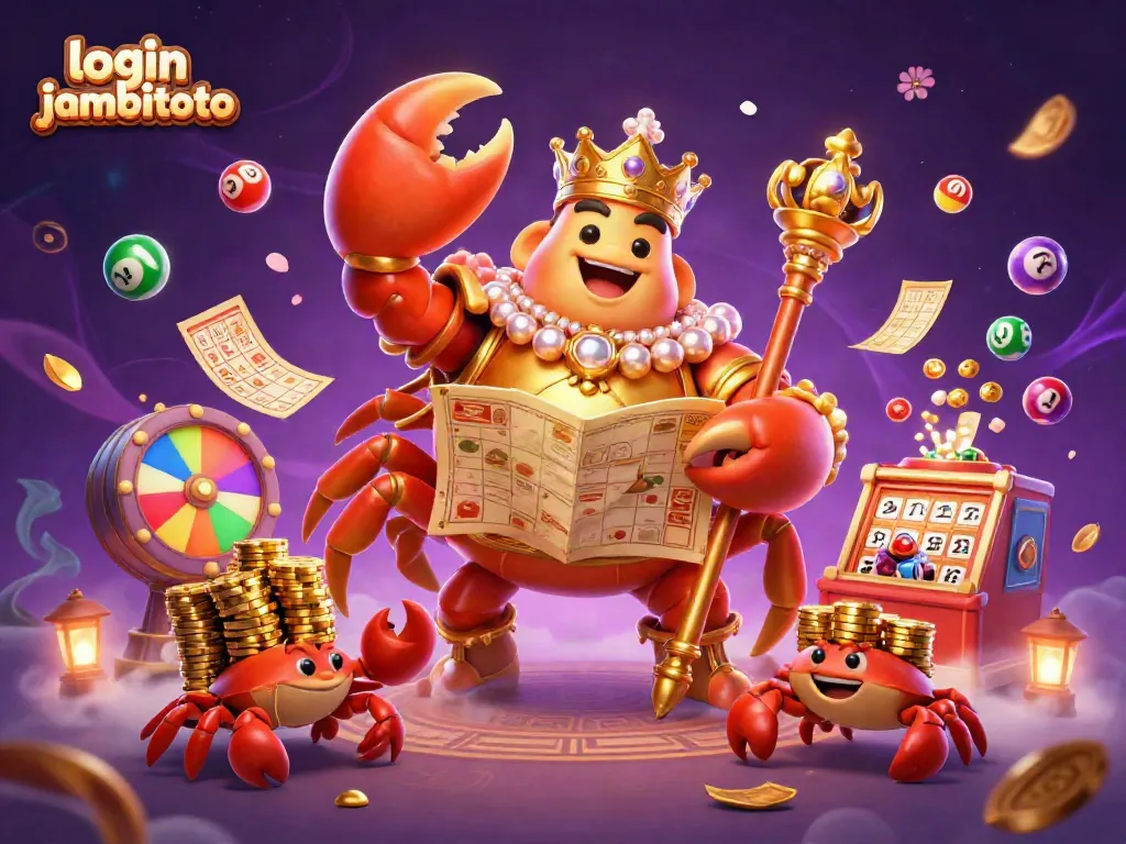 Engage in thrilling gameplay with login jambitoto as colorful lottery balls and golden tickets fill the scene.