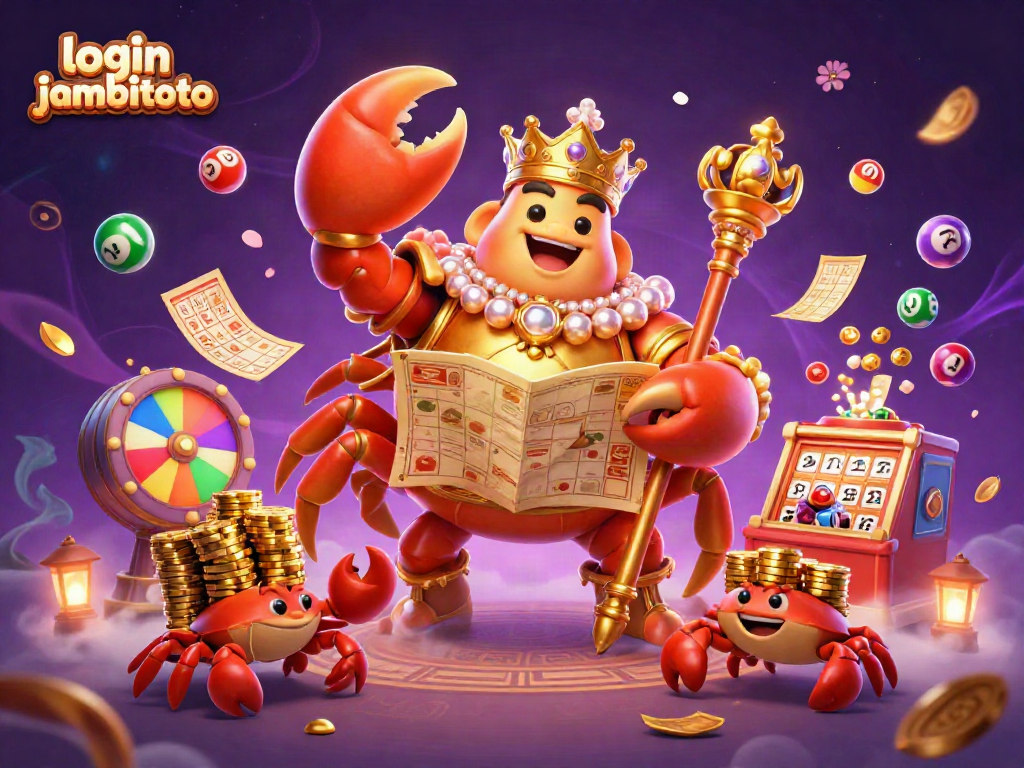 Engage in thrilling gameplay with login jambitoto as colorful lottery balls and golden tickets fill the scene.