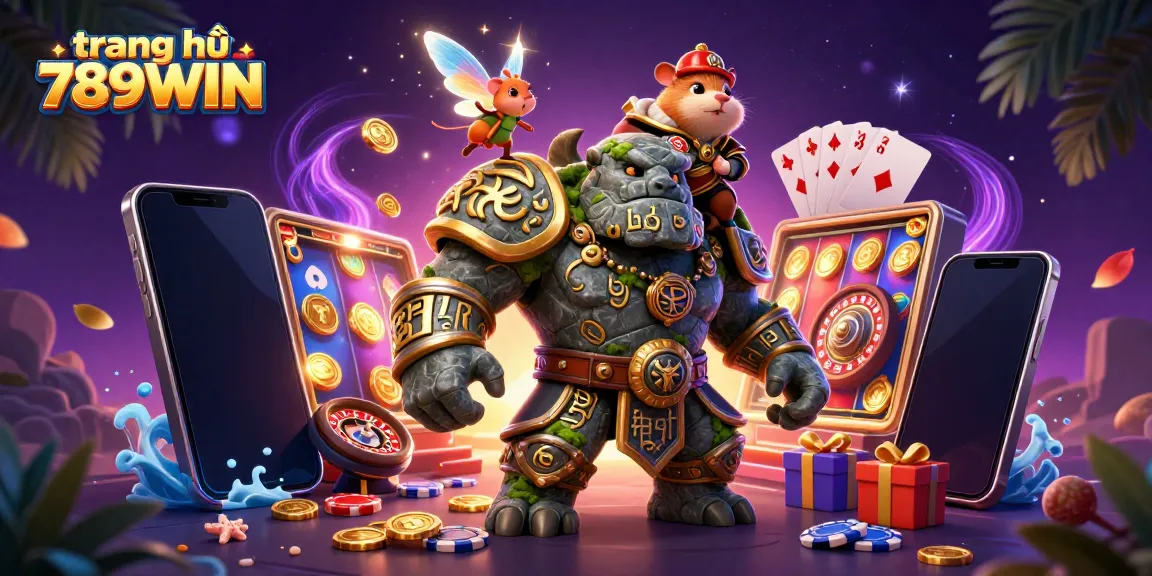 Experience the magic at trang chủ 789WIN with vibrant casino elements in a dynamic adventure scene.