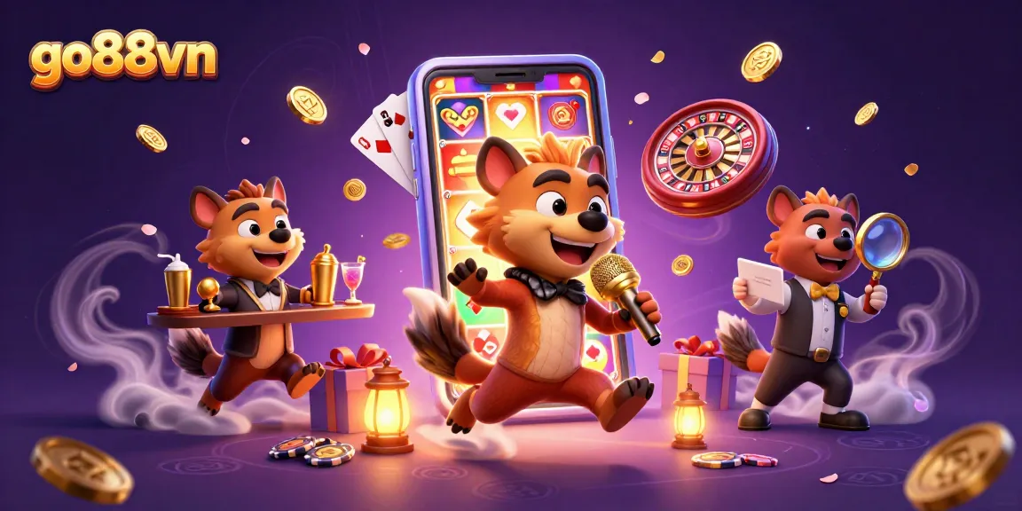 Engage in thrilling games at go88vn with dynamic casino scenes featuring 3D hyenas in action.