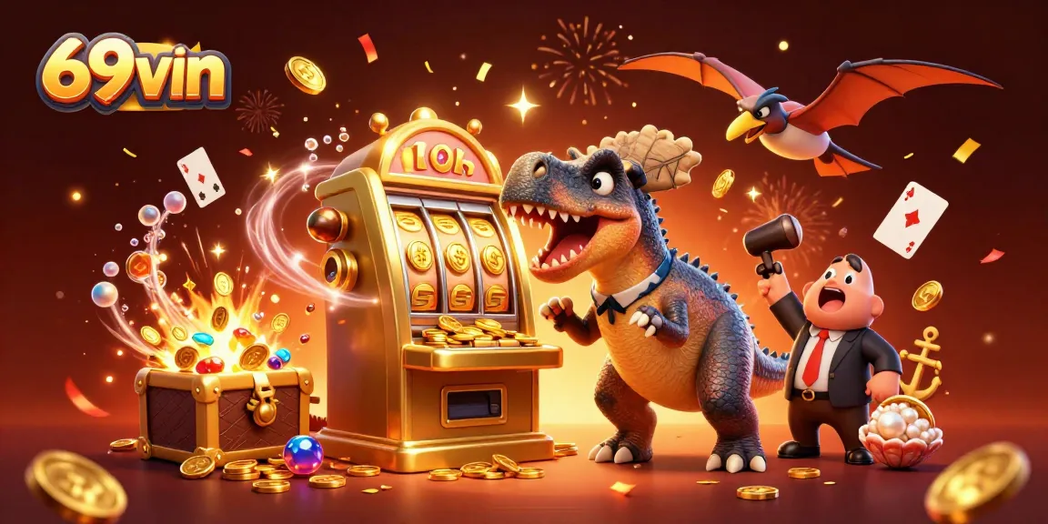 Engaging 69vnn illustration of a victory scene with jackpot coins and casino excitement