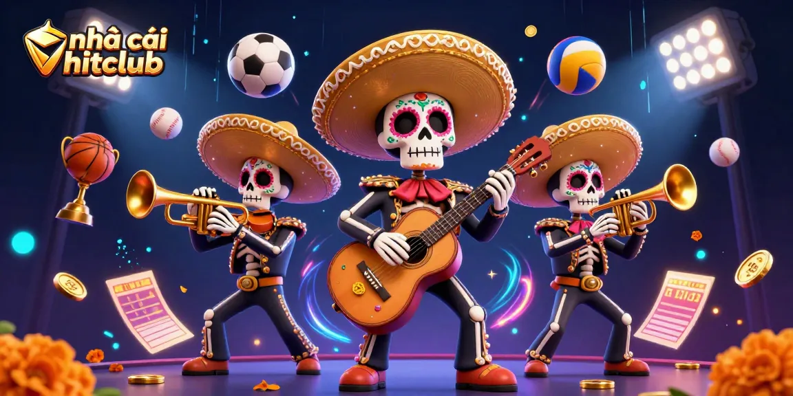 Experience the excitement at nhà cái hitclub with a vibrant mariachi band amidst dynamic gambling elements.