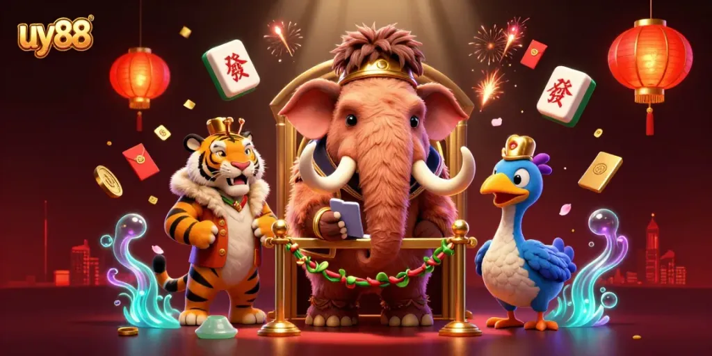 Experience the thrilling world of uy88 casino with vibrant characters and engaging gambling elements.