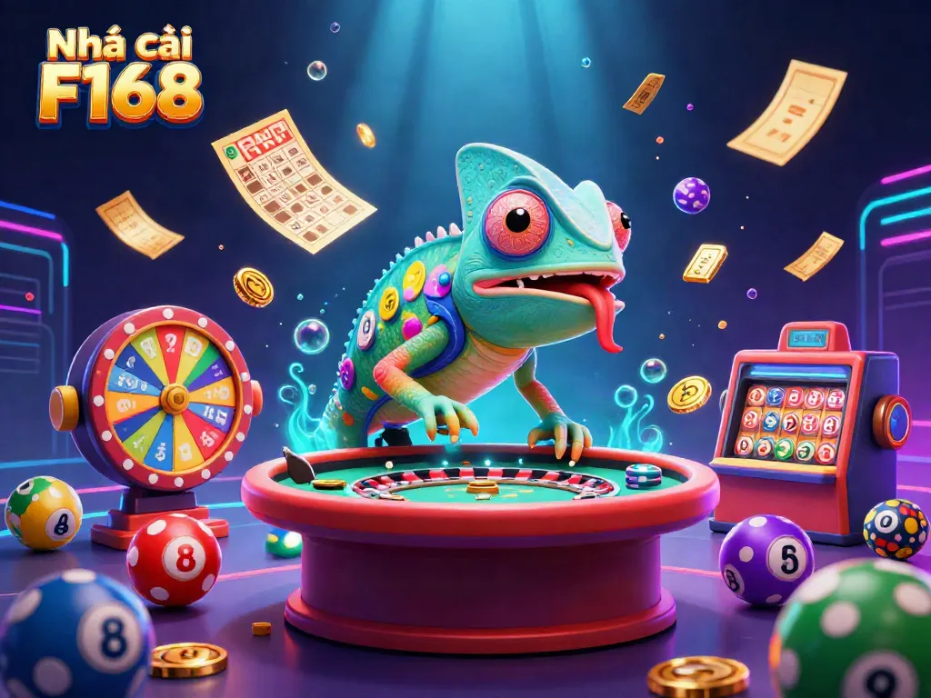 Experience thrilling games at Nhà cái F168 with vibrant characters and dynamic casino elements.