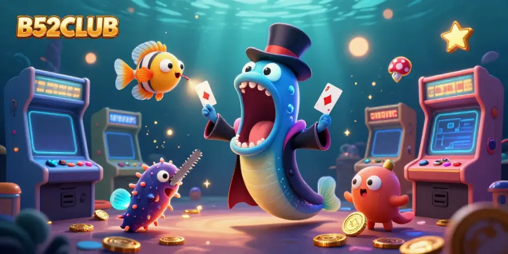 Experience thrilling gameplay at B52CLUB with a magical underwater casino scene featuring vibrant characters.