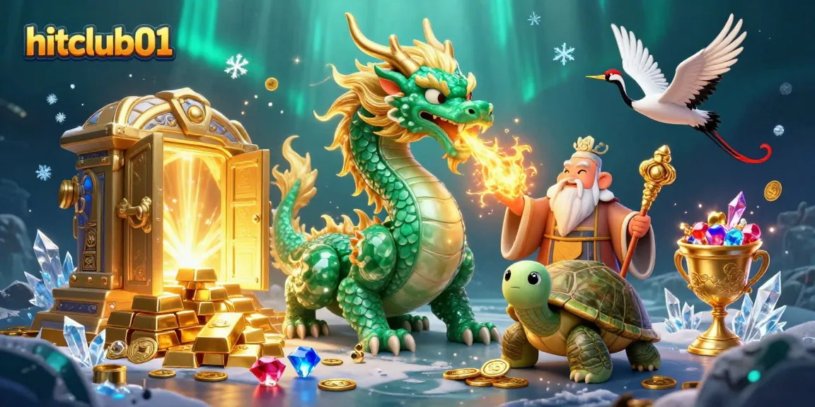 Experience the excitement of hitclub01 with a lively gaming scene featuring majestic characters and treasures.