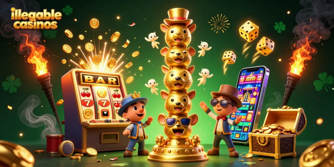 Ontdek illegale casino's en hun karakteristieke elementen, met dynamische casinospellen en levendige effecten.