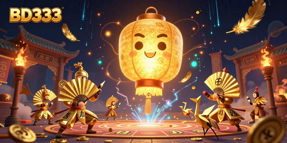 Engage in the thrilling world of BD333 with this vibrant digital casino scene featuring golden lantern spirit and lucky symbols.