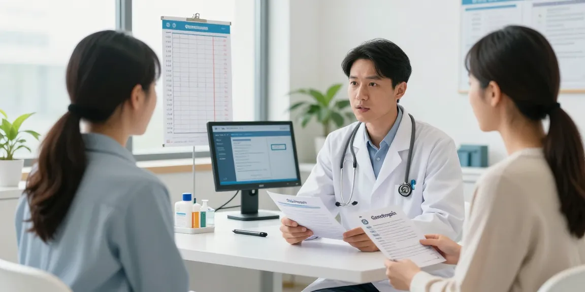 Patient consulting about Genotropin in a modern medical clinic