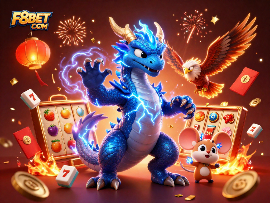 Experience the thrill of gaming with F8BET COM, featuring electric dragons and vibrant slots!