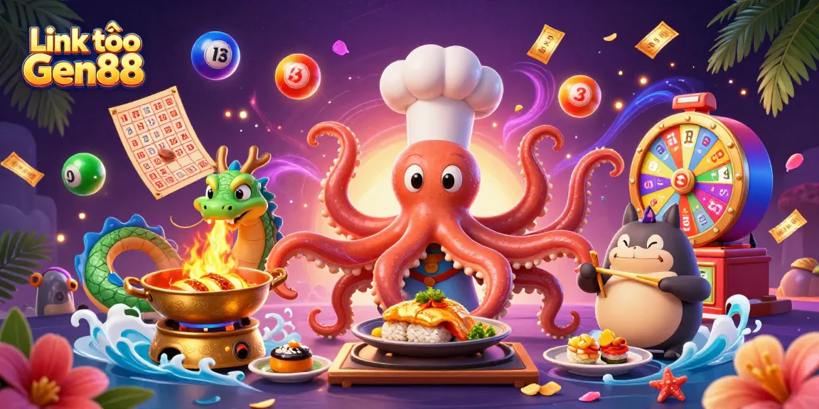 Experience the excitement with Link vào Gen88 in this vibrant casino-themed illustration.