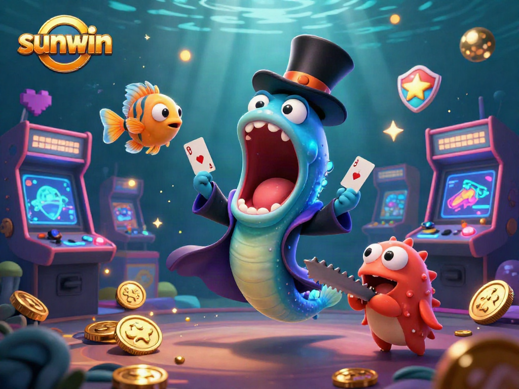Play exciting casino games with sunwin in a colorful underwater scene featuring magical sea creatures.