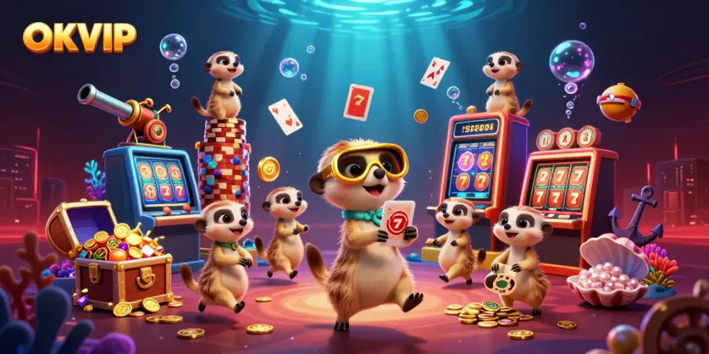 OKVIP meerkats run a vibrant online casino with dynamic game elements and a lively atmosphere.