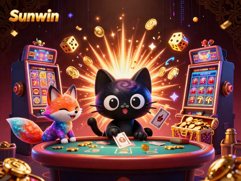 Engage in thrilling gaming adventures with Sunwin's captivating casino world featuring vibrant characters and exciting elements.