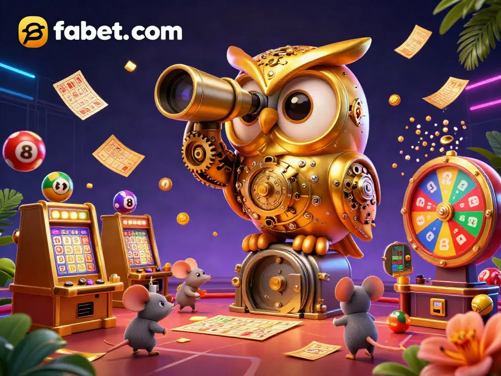 Engage in thrilling casino gameplay with fabet. com's vibrant 3D illustration showcasing excitement and fun.