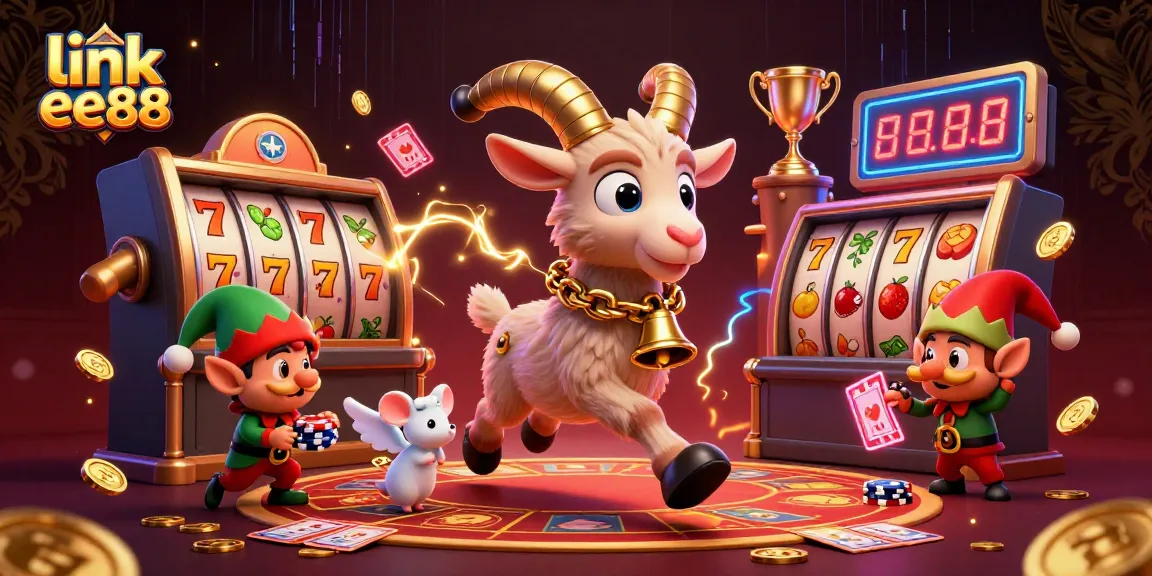 Experience the thrilling atmosphere of link ee88 with festive elements and casino excitement in a dynamic 3D scene.