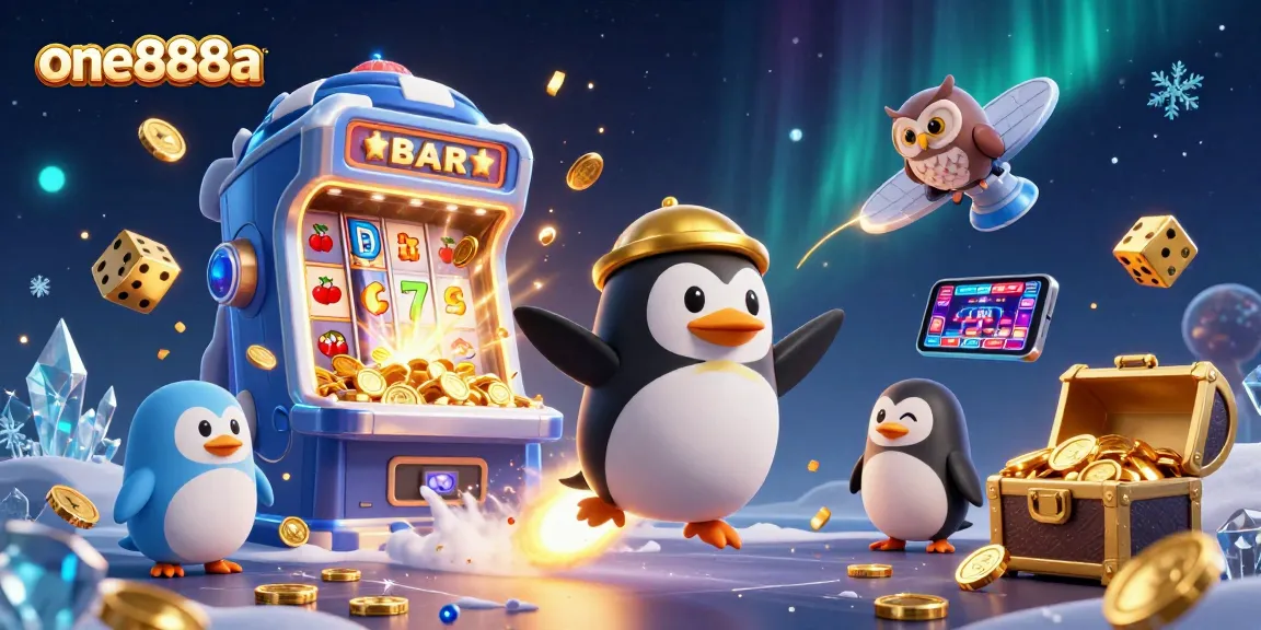 Experience the thrill of one888a with vibrant casino games and dynamic characters in this stunning illustration.