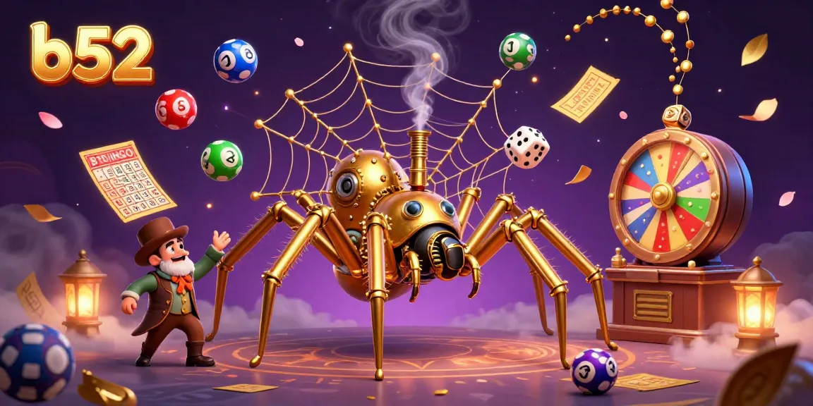 Engage in thrilling B52 gaming with a vibrant steampunk scene, featuring dynamic lottery elements and a charming fly gentleman.