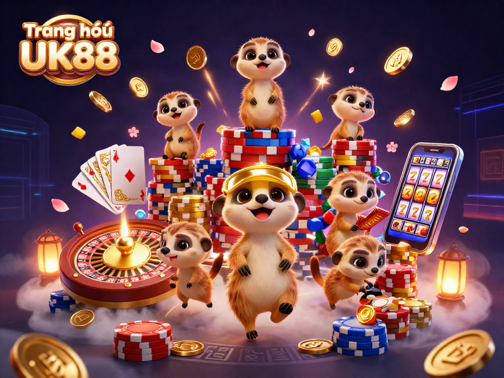 Experience the excitement of Trang chủ UK88 with meerkats managing a vibrant casino scene.