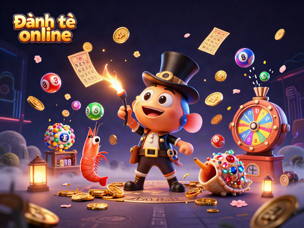 Engage in Đánh đề online with a vibrant 3D scene featuring lottery elements and a treasure-filled underwater world.