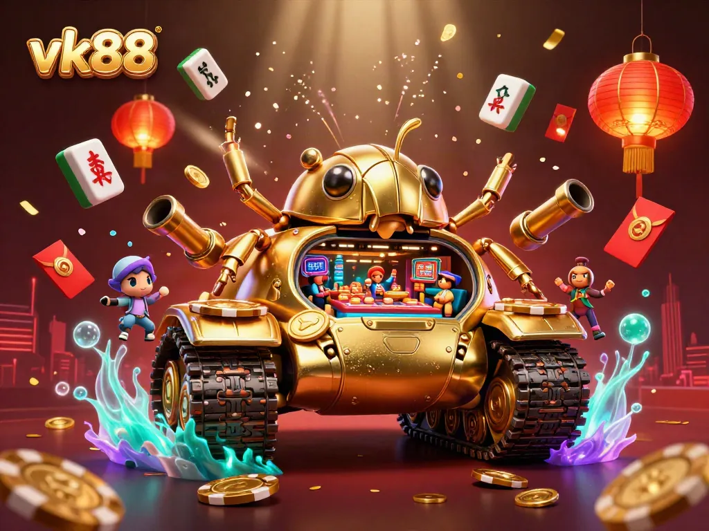 Engage in the thrilling vk88 casino adventure with a golden beetle tank revealing a miniature casino.
