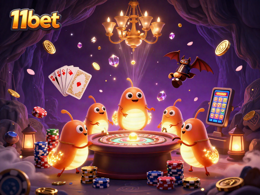 Experience thrilling gameplay at 11bet with vibrant casino imagery showcasing jackpots and excitement