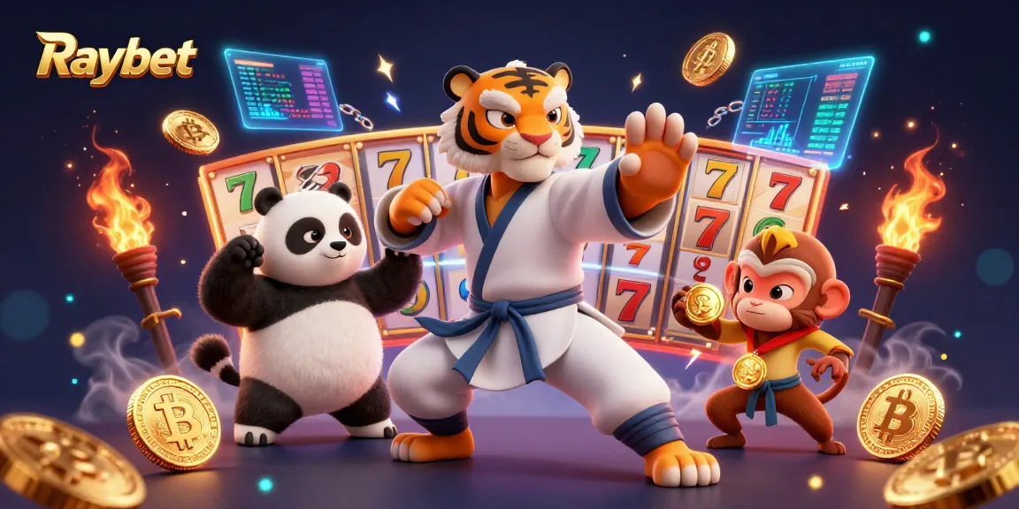 Experience Raybet's thrilling game atmosphere with a kung fu tiger master and lucky symbols.