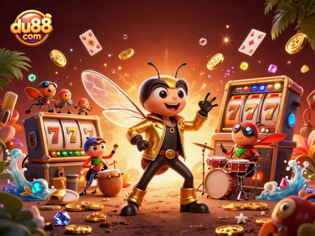 Experience thrilling play with du88 com in this vibrant 3D casino-themed illustration featuring rich gaming elements.
