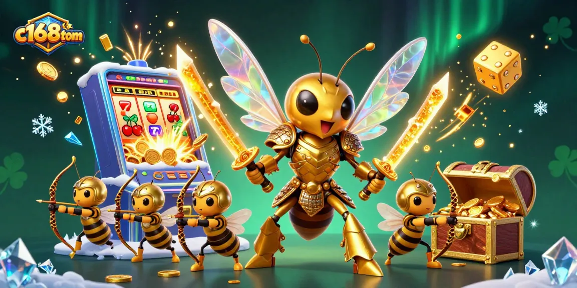 Win big with c168tom at this vibrant casino scene featuring dynamic characters and games.
