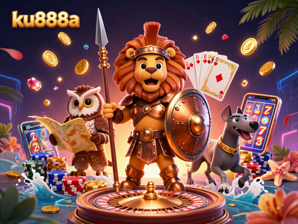 Engage in thrilling gameplay at ku888a with a vibrant illustration showcasing exciting casino elements.