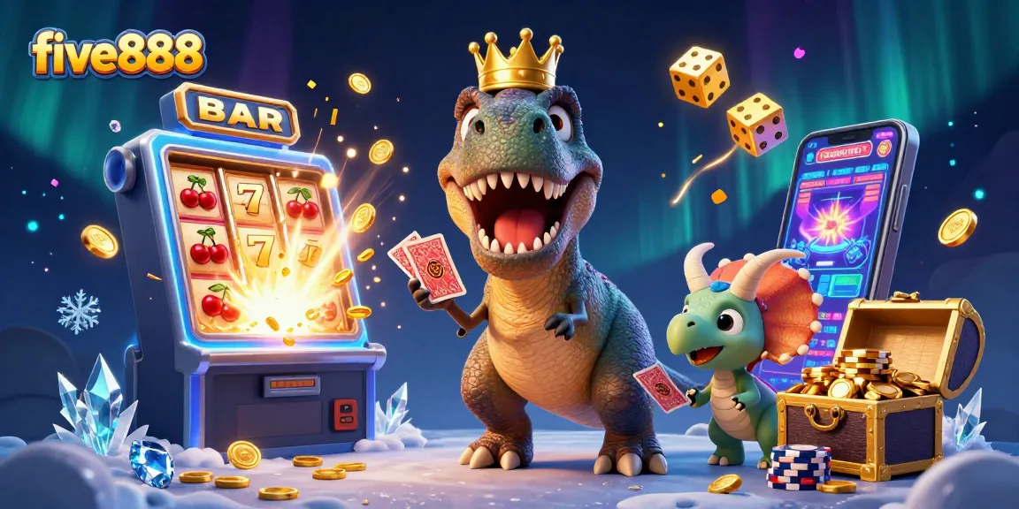 Engage in thrilling gameplay at five888 with vibrant casino characters and exciting gaming elements.