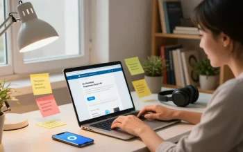 Download Telegram on a cozy home office desk with a laptop and smartphone showcasing messages.