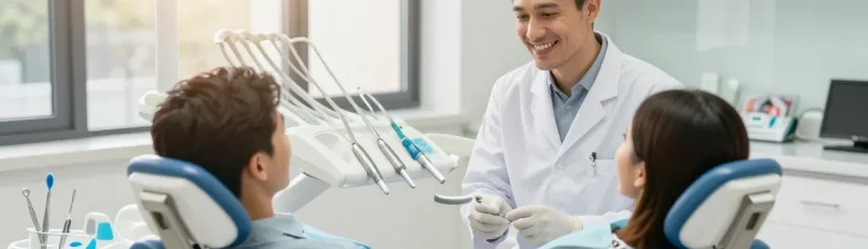 Tanden bleken Nijmegen in een moderne tandartspraktijk met een vriendelijke tandarts en een ontspannen patiënt.