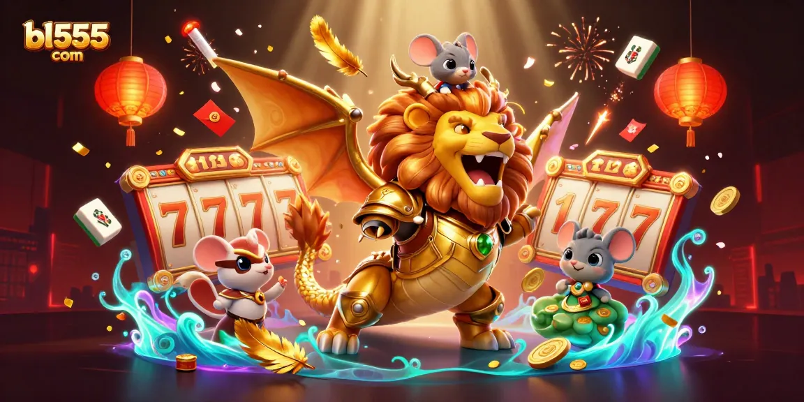 Engage in thrilling gameplay with bl555 com's vibrant casino scenes featuring slot symbols and festive decorations.